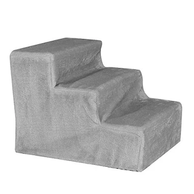 Abbildung von lionto Haustiertreppe mit Plüschbezug, abnehmbarer Bezug, 45 cm x 36 34 cm, grau