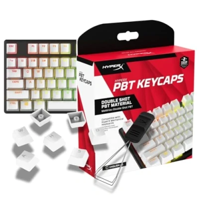 Abbildung von HyperX PBT Keycaps Kompletter Tastensatz, Double Shot Material, Englisches (US) Layout, 104, Weiß