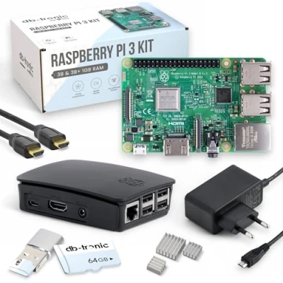 Abbildung von Raspberry Pi 3 B Starter Set Netzteil Gehäuse 64GB SD Karte HDMI Kabel 1m 1GB RAM