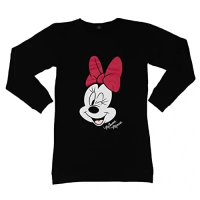 Abbildung von Disney Minnie Mouse Langarm Nachtwäsche Shirt, Damen, Größe: Medium, Schwarz