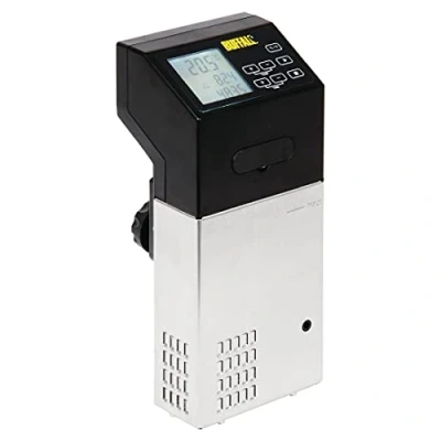 Abbildung von Buffalo 1.5 kW Tragbarer Sous Vide Edelstahl, Schwarz, Maximales Fassungsvermögen: 40 Liter, 5C bis 99C, LCD Display, Leiser Tauchofen, Runde &amp; flache Behälter, Professionell Zuhause, DM868