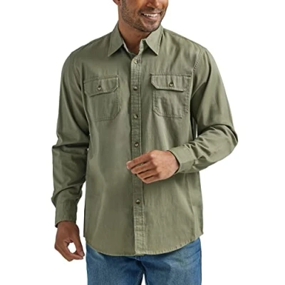 Abbildung von Wrangler Authentics Herren Long Sleeve Classic Woven Shirt Hemd mit Button Down Kragen, Burnt Olive, Groß