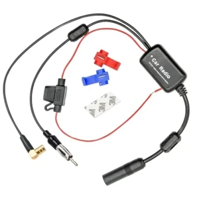 Abbildung von Vecys DAB Splitter FM/AM + Autoantenne Signalverstärker Booster SMB Buchse auf DIN Stecker Adapter 12V Digital Radio Antennensplitter Antennenverstärker für Auto Audio Stereo Autoradio