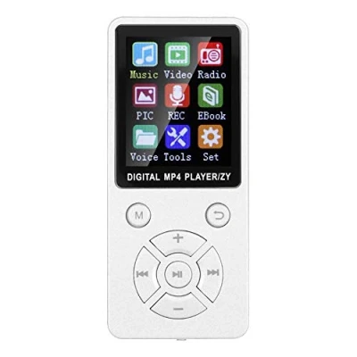 Abbildung von MP3 MP4 Player, tragbarer 1,8 Zoll HiFi Stereoton Musik Player 8 GB Bluetooth 4.2 Audio Video E Book Reader für 32 G Speicherkarte, Taktiktasten mit acht Diagrammen(Weiß)