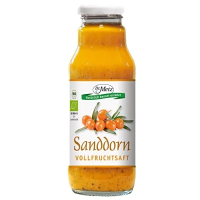 Abbildung von Bio Sanddorn Vollfruchtsaft, 300 ml aus 100% finnischen Sanddornbeeren natürlich reich an Vitamin C und E ohne Zusätze