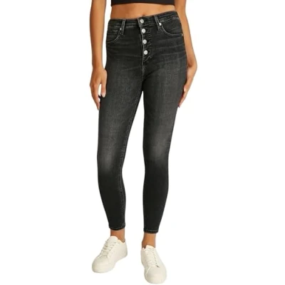 Abbildung von Calvin Klein Jeans HIGH RISE Super Skinny Ankle Fit, Damen, Größe: 25, Denim black