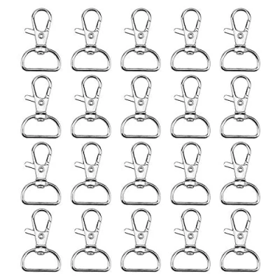 Abbildung von 20 Stück drehbare Schlüsselringe, Karabinerverschlüsse, Karabinerhaken mit D Ring für Bastelarbeiten, Taschenherstellung, Schmuckherstellung, Schlüsselband, Haustierleinen
