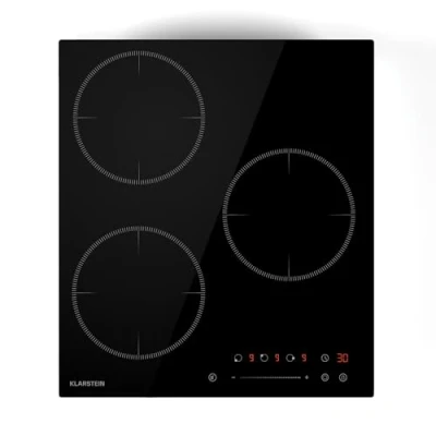Abbildung von Klarstein Delicatessa Induktionskochfeld 3 Zonen Einbau Induktionskochplatte, 6600W mit Boostern, Slider Touch Control, Timer &amp; Kindersicherung, Schwarzes Glaskeramik, Kompaktes 45cm Design