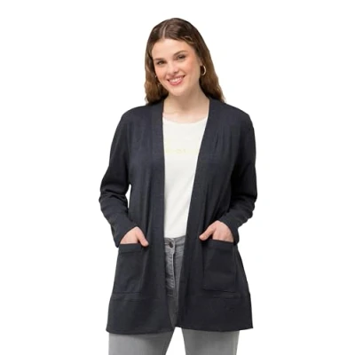 Abbildung von Ulla Popken OPEN Shape LONG Sleeve Strickjacke, Damen, Größe: 46/48, Navy blue