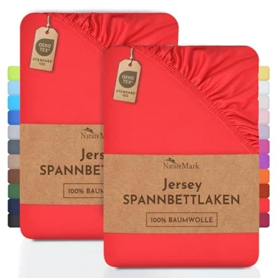 Abbildung von Spannbettlaken Jersey Spannbettlaken, NatureMark, 100% Baumwolle, Gummizug: rundum, (2 Stück), Kinder Spannbetttuch, für Baby /Kinderbett, 70x140 cm, Weiß