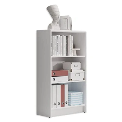 Abbildung von LILLY Regal Weiß Modernes Bücherregal mit 3 offenen Fächern Vielseitiges Büro Aktenregal Standregal viel Stauraum 60 x 106 28 cm (B/H/T)