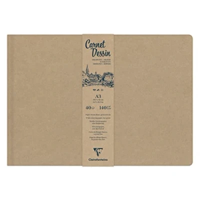Abbildung von Clairefontaine 975964C Skizzenbuch mit Fadenbindung DIN A4 21x29,7cm, festem Einband, weißes Papier, extrafeine Körnung, 140g, 40 Blatt, 1 Stück
