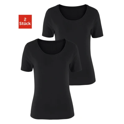 Abbildung von Lascana 2erPack Tshirt basic, Damen, Größe: 40/42, Schwarz