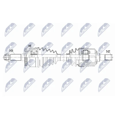 Abbildung von NTY NPW KA 360 Antriebswelle Vorderachse links 720 Automatikgetriebe KIA: CARNIVAL / GRAND 3