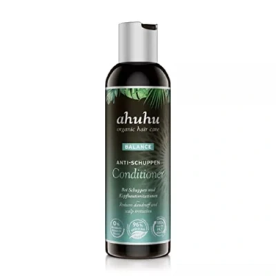 Abbildung von ahuhu BALANCE Anti Schuppen Conditioner (200 ml) Sanfte Haarspülung bei Schuppen, mit Mimosen &amp; Baumwollblüten Extrakt für eine gestärkte Barrierefunktion der Kopfhaut, vegane Haarpflege