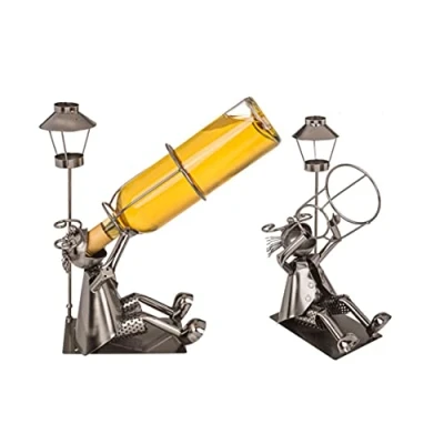 Abbildung von EuroDiscount Flaschenhalter aus Metall Weinflaschenhalter Metallflaschenhalter Metallfiguren Trinker Säufer 1 Stück