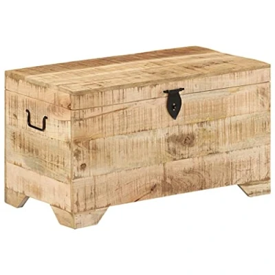 Abbildung von vidaXL Raues Mangoholz Massiv Aufbewahrungstruhe Holztruhe Truhenbank Sitztruhe Couchtisch Truhe Kaffeetisch Beistelltisch Sitzbank