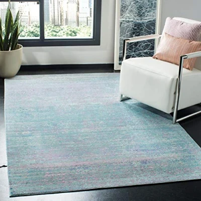 Abbildung von SAFAVIEH Boho Teppich für Wohnzimmer, Esszimmer, Schlafzimmer Valencia Collection, Kurzer Flor, Türkis und Multi, 152 X 244 cm