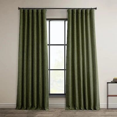 Abbildung von HPD Half Price Drapes Verdunkelungsvorhänge aus Leinenimitat, 244 cm lang, luxuriöse Leinenvorhänge für Schlafzimmer und Wohnzimmer (1 Paneel), 127 x cm, Khakigrün