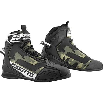 Abbildung von Bogotto Tokyo Camo perforierte Motorrad Schuhe Motorradstiefel