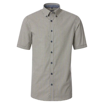 Abbildung von CASAMODA Casual Fit Hemd Halbarm Button Down Kragen Muster dunkelblau Gr. L