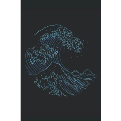 Abbildung von Notizbuch: Japanische Wellen Notizbuch 6x9 Zoll DIN A5 120 Seiten Punktraster Surfen Notizheft Welle Tagebuch Surfer Geschenk Ozean Schreibheft