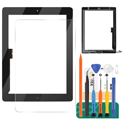 Abbildung von Touchscreen Digitizer Glas für iPad 4, 4. Generation A1458, A1459, A1460, Touch Display Panel Reparatur Set, mit Home Button (LCD Nicht im Lieferumfang enthalten) (schwarz)