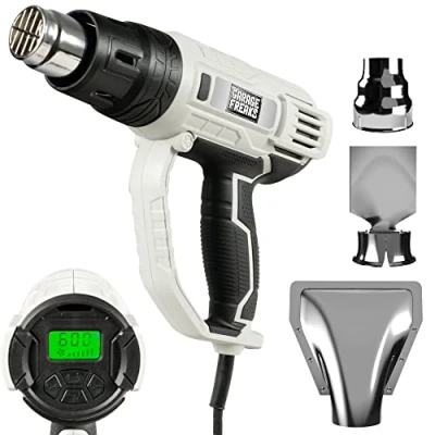 Abbildung von Garage Freaks Heißluftgebläse Heißluftpistole mit 5 M Kabel, LCD Anzeige, 60 600 C