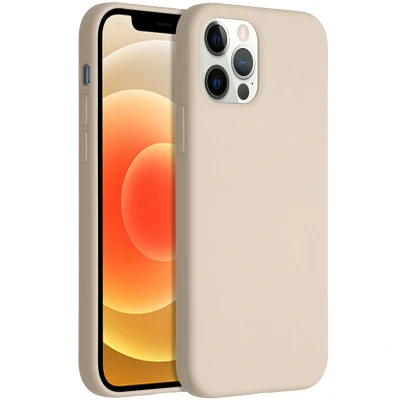 Abbildung von Apple iPhone 12 Pro Hülle Silikon Accezz Soft Case/Backcover Handyhülle Beige