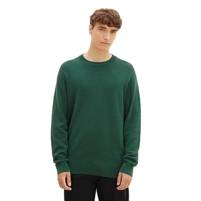 Abbildung von TOM Tailor Denim MIT Struktur Strickpullover, Herren, Größe: XXL, Hunter green