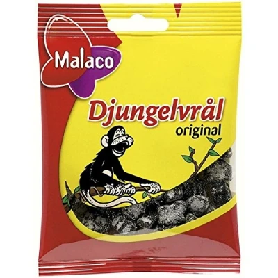 Abbildung von Malaco Djungelvrål Supersalty Lakritze 80G Packung mit 6