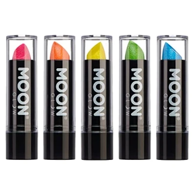 Abbildung von Moon Glow Neon UV Glitzer Lippenstift, leuchtender neonfarbener leuchtet unter Strahlung (grün, 5 Stück (1 Stück))