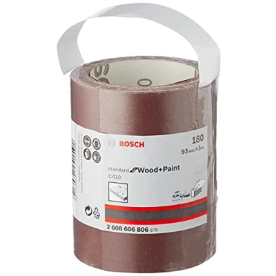 Abbildung von Bosch Professional 1x Schleifrolle C410 Standard for Wood and Paint (für Holz, 93 mm x 5 m, Körnung 180, Reißbar, Zubehör für Handschleifen, Schwingschleifer)