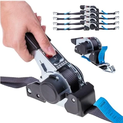 Abbildung von INTAKO Spanngurte mit Ratsche und Haken (4 Pack) 3m 25mm 600kg Automatik Spanngurt Ideal für Motorrad Gurte Materialtransport, Ratschengurt