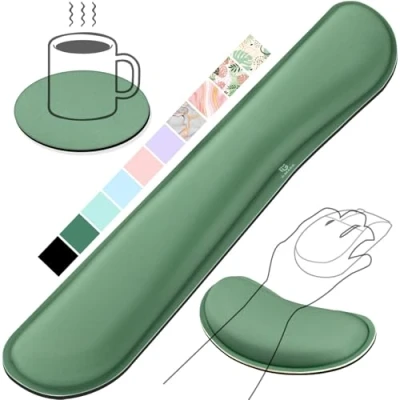 Abbildung von Gimars Handballenauflage Tastatur, Ergonomisches Tastatur mauspad mit gelkissen Memory Foam Handauflage, Handgelenkauflage für Tippen Schmerzlinderung, Komfort Büro, Gaming, Dunkelgrün