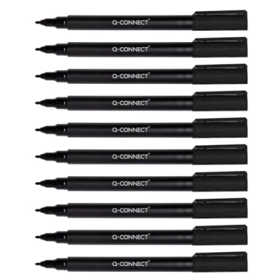 Abbildung von Q Connect CD DVD BD Marker/Marker Stift Stärke: 0,6 mm/Schwarz / 10 Stück 10er Pack/Wasserfest/zum Schreiben auf Glas, Kunststoff, Metall, Porzellan, Folie/auf Alkoholbasis/Ungiftig