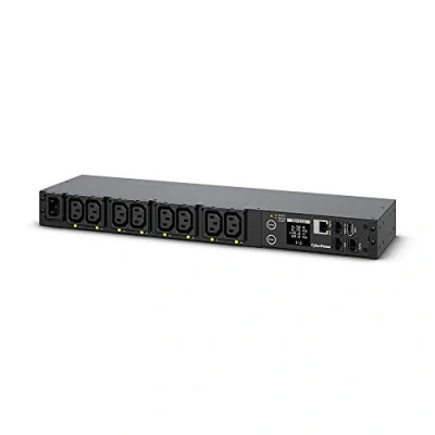 Abbildung von CyberPower PDU41004 Stromverteilereinheit 1U Black 8 AC Outlet(s) Stromverteilereinheiten (Switched, 1U, Single Phase, horizontal, Stahl, Schwarz)
