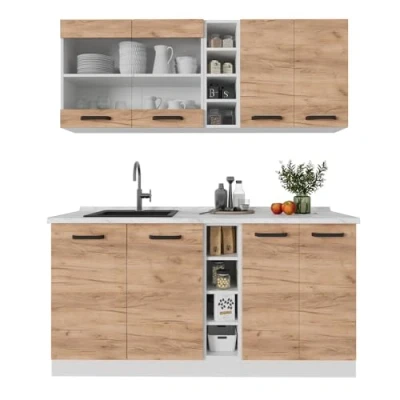 Abbildung von Vicco Singleküche R Line, Goldkraft Eiche/Weiß, 160 cm ohne Arbeitsplatte