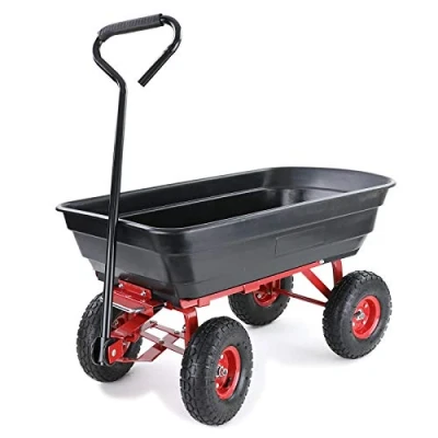 Abbildung von RAMROXX Bollerwagen Transportwagen Gartenwagen Schubkarre Kippfunktion 250 kg Schwarz Rot