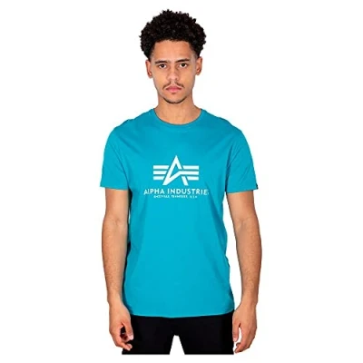 Abbildung von Alpha Industries Herren Basic T Shirt, Blue Lagoon, L
