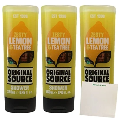 Abbildung von Original Source Zesty Lemon &amp; Tea Tree Duschgel 3er Pack (3x250ml Flasche) + usy Block