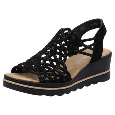 Abbildung von Rieker Keilsandalette, Damen, Größe: 40, Schwarz Schuhe