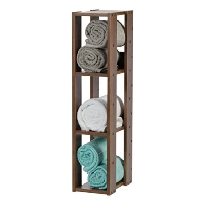 Abbildung von Iris Ohyama, Bücherregal, 3 stufiges Regal, 14 cm breite verstellbare Regale, Stabil, Industriell, Waschküche, Wohnzimmer, Eingangsbereich, Schlafzimmer, Büro Open Wood Rack OWR 200 Braun
