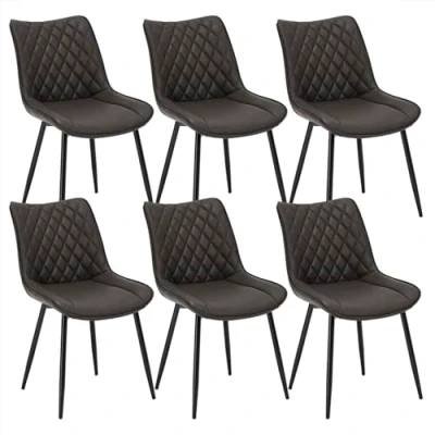 Abbildung von WOLTU Esszimmerstühle 6er Set, Küchenstühle, Wohnzimmerstühle, Polsterstühle mit Rückenlehne, für Esszimmer, Küche, Wohnzimmer, Büro, Sitzfläche aus Kunstleder, Metallbeine, Anthrazit BH210an 6
