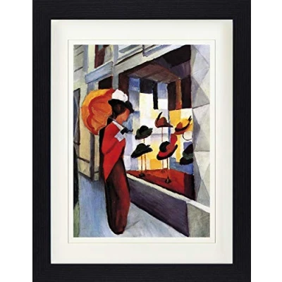 Abbildung von 1art1 August Macke Poster Hutladen, 1914 Gerahmtes Bild Mit Edlem Passepartout Wand Bilder Im Bilderrahmen 40x30 cm