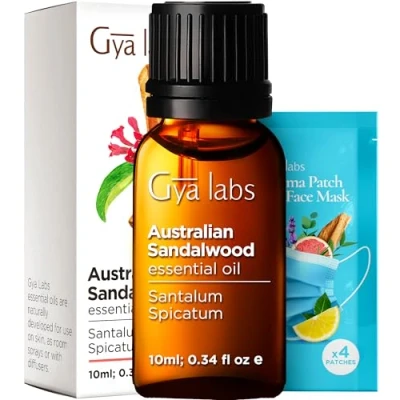 Abbildung von Gya Labs Ätherisches Australisches Sandelholzöl Öl für Haut und Haare 100% Reines Natürliches Diffusor, Aromatherapie Warmer, Holziger Duft