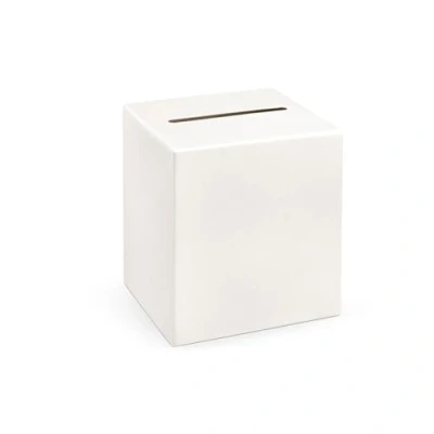 Abbildung von partydeco Dekokiste, Kartenbox mit Schlitz 24x24cm für Hochzeit Creme Weiß