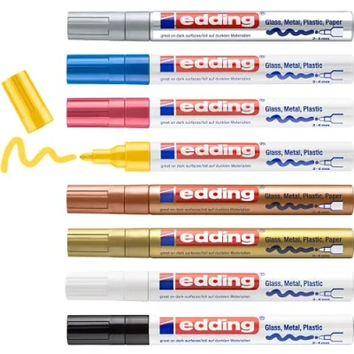 Abbildung von edding Lackmarker 750, (8 tlg), Glanzlackmarker, Strichstärke 2 4 mm