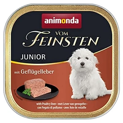 Abbildung von vom Feinsten Hundefutter nass mit Geflügelleber ( 22 x 150g), Welpen ohne Getreide und Zucker von animonda, mitfrischen, fleischlichen Zutaten