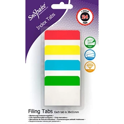 Abbildung von Snopake Extra dicke repositionierbare Registerkarten 38x51mm 24 Tabs [Sortiert/Halbtransparent] 15883